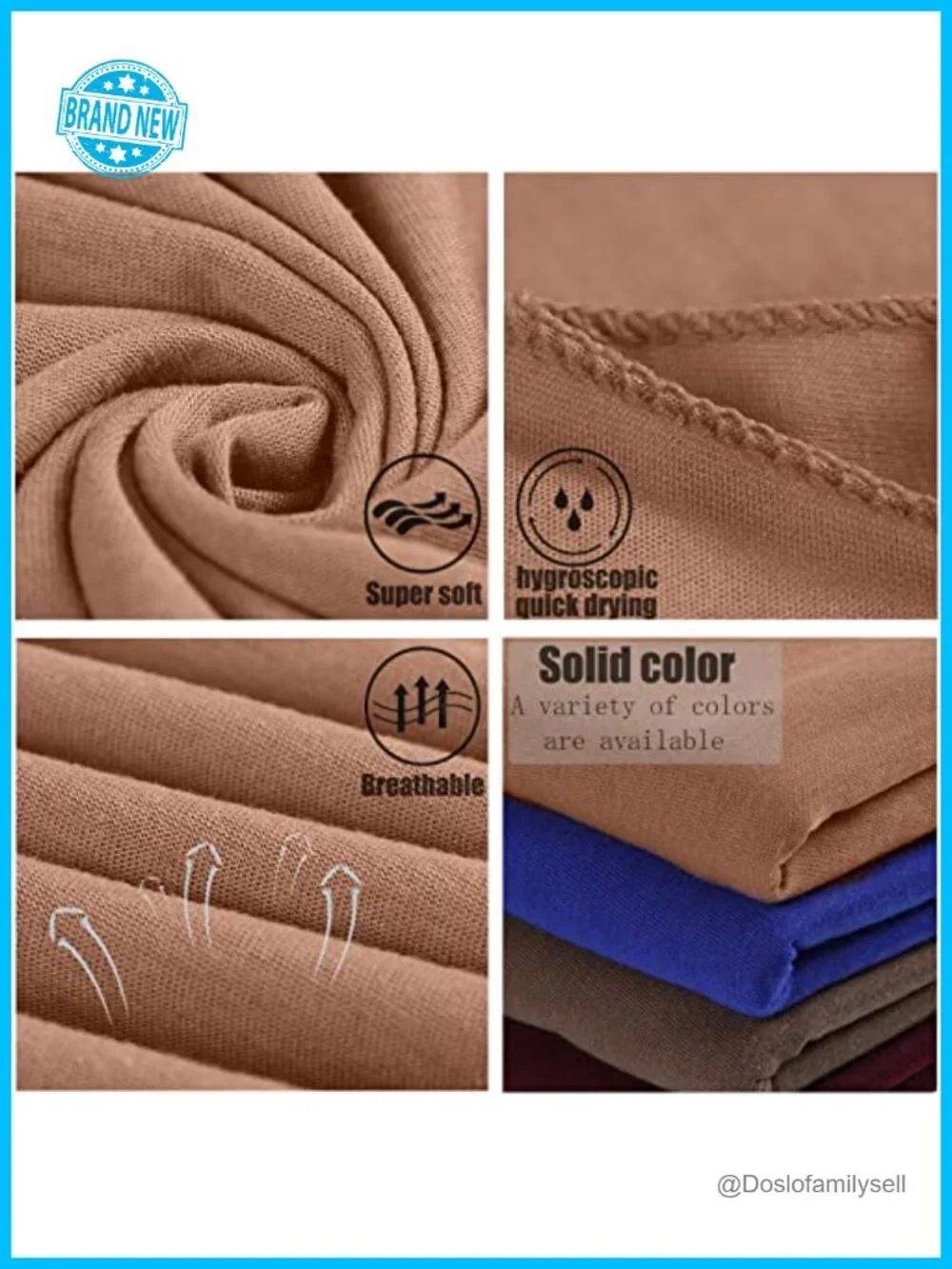 5-Pack Solid Stretch Jersey Hijab Scarves Long Soft Head Wraps